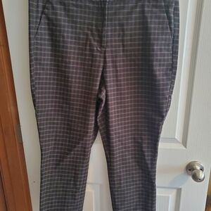2/$15 LOFT Brown Ankle Pants with Plaid Pattern